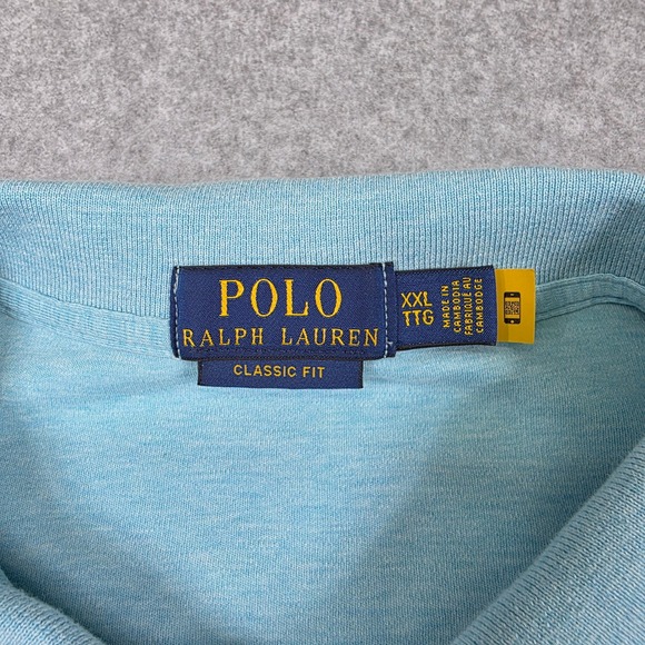 Polo Ralph Lauren Classic Fit Polo Shirt Men's XXL Light Blue Heather Casual - Picture 4 of 11